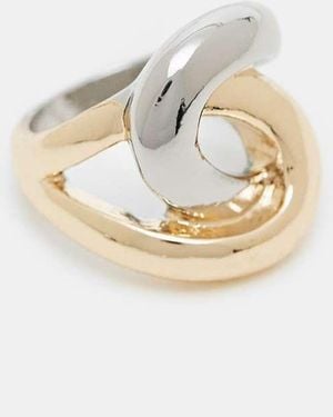 ASOS Anello A Doppia Tonalità Intrecciato Argento E Oro - Neutro