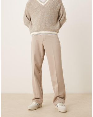 ASOS Smart Wide Leg Trousers - Natural