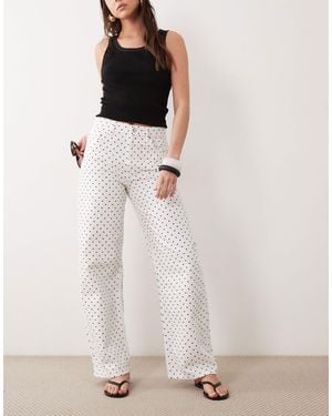 Mango Polka 100% Cotton Straight Jeans - White