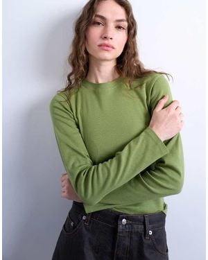 TOPSHOP Long Sleeve Everyday Tee - Green