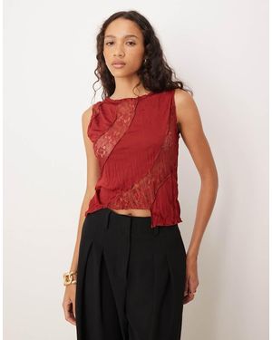 ASOS Crinkle Lace Mix Tank Top - Red