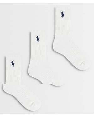 Polo Ralph Lauren Pack De 3 Calcetines Altos Con Logo Grande En - Blanco
