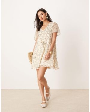 Vila Tie Waist Mini Dress - Natural