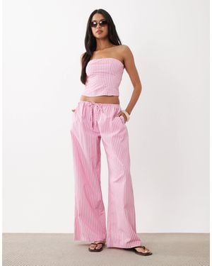 Missy Empire Poplin Elasticated Waist Wide Leg Pants - Pink