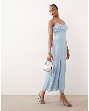 Vero Moda Ruffle Bust Chiffon Midi Cami Dress - White