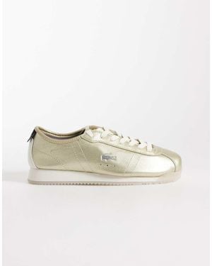 Lacoste Club-Low Metallic Logo Trainers - Natural