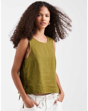 River Island Linen Blend Tank - Green