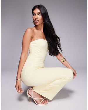 Fashionkilla Exclusive Slinky Double Sculpted Bandeau Maxi Dress - Natural