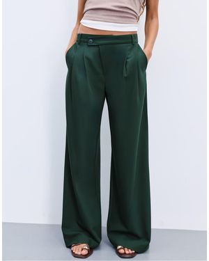 Stradivarius Casual Nette Broek Met Gekruiste Tailleband - Groen