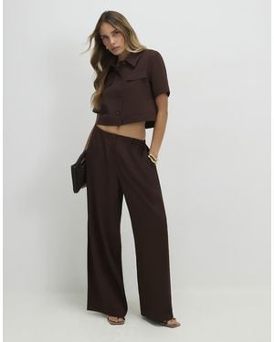 River Island Elasticated Wide Leg Trousers - Brown
