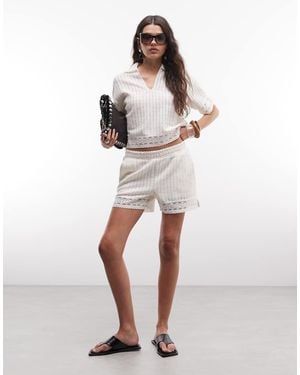 AllSaints Elma Co-ord Crochet Detail Shorts - Natural