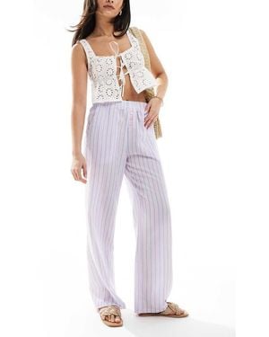 The Frolic Exclusive Boxer Waistband Wide Leg Textured Beach Trousers - Multicolour