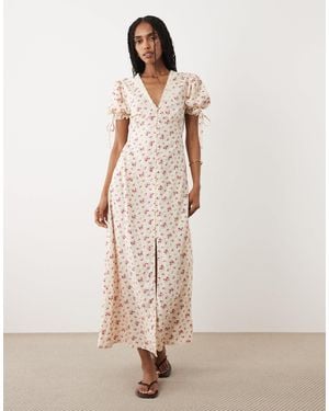 Miss Selfridge Button-through Maxi Tea Dress - Natural