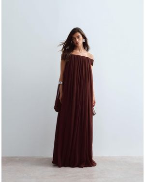 ARRANGE Trapez-bardot-maxikleid mit cape-rückenteil - Rot