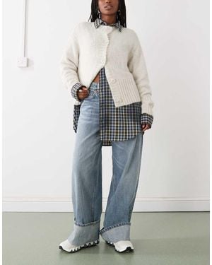 Monki peggy baggy Jeans With Turn Up - Grey