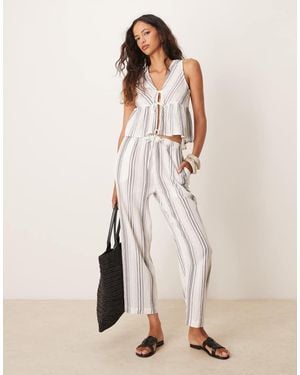 Iisla & Bird Stripe Beach Loose Fit Trouser Co-ord - Natural