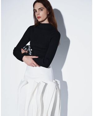ARRANGE Structured Midi Skirt With Ruffle Detail - Black