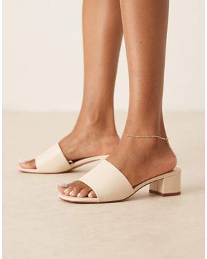 Mango Classic Heeled Mules - Natural