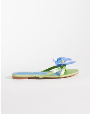 Public Desire Magnolia 3d Floral Flat Sandals - Blue