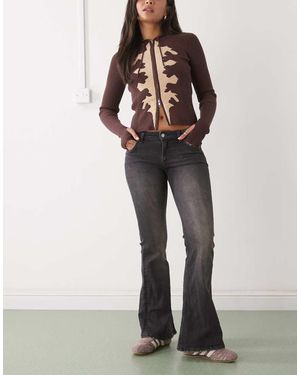Weekday Vaqueros De Campana Negro Desgastado De Talle Bajo Katsumi De - Blanco