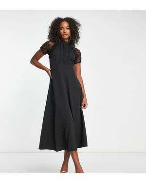 Liquorish A Line Midi Dress - Black