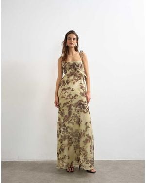 TOPSHOP Folded Bust Organza Maxi Dress - Metallic