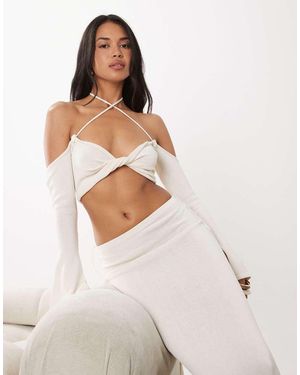 Wanderdoll Ophelia Knit Cropped Twist Front Top - Natural