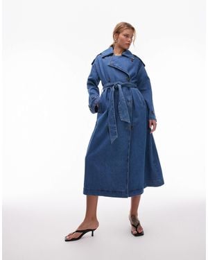 TOPSHOP Denim Trench Coat - Blue
