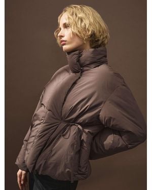 ONLY Veste matelassée à col cheminée avec détail à nouer - Marron