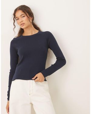 Mango Fine Knit Long Sleeve Top - Blue