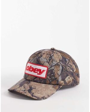 Obey Gorra Con Diseño De Cinco Paneles, Estampado De Camuflaje Y Botones De Presión Ranch De - Gris