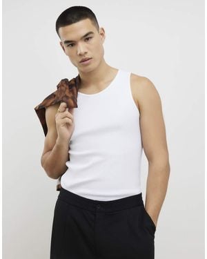 River Island Muscle Fit Cotton Blend Stretch Vest - White