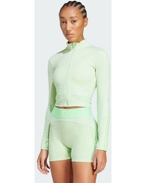 adidas Originals Hyperglam Rib Zip Thru Cover Up - Green