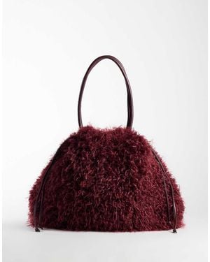 ASOS Faux Fur Shopper Tote Bag - Red