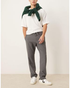 SELECTED Robert Straight Fit Trouser With Elastic Waistband - Natural