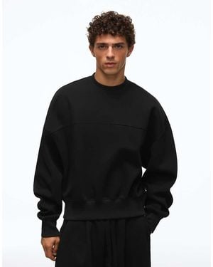 Bershka Boxy Crew Neck Sweatshirt - Black