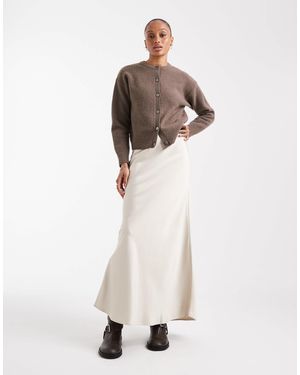 Vero Moda Satin Bias Midi Skirt - Natural