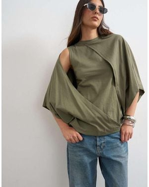 TOPSHOP Cape Draped Tee - Green
