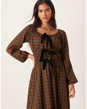 Glamorous – gesmoktes maxikleid - Braun