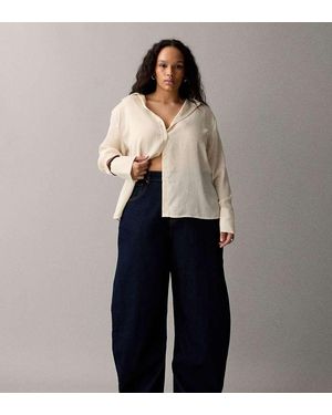 ASOS Vaqueros De Pernera Barrel Y Talle Alto Con Enjuagado De Asos Design Curve-Azul Marino