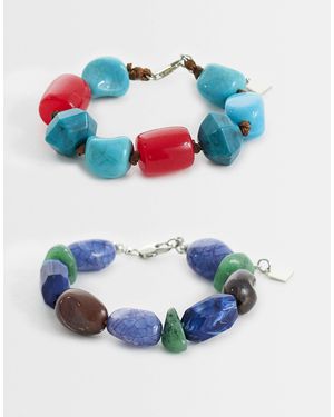 ASOS – set mit zwei klobigen perlenarmbändern - Blau