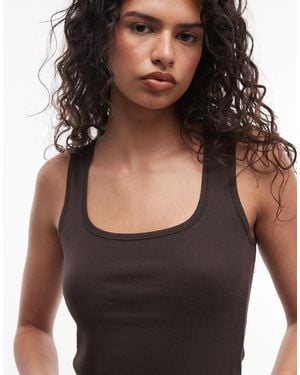 Monki 90s Ribbed Tank Top - Black