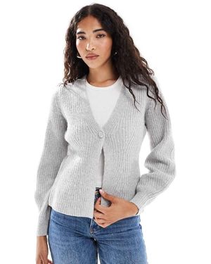New Look One Button Cardigan - Grey