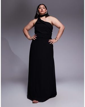 Tfnc Plus Shoulder Scarf Neck Maxi Dress - Blue