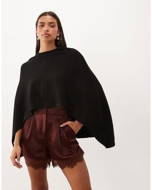 Pretty Lavish Knitted Cape Detail Mini Dress - Black