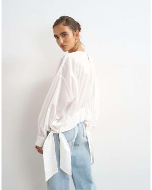 TOPSHOP Blusa Blanca Con Bajo Redondeado - Blanco
