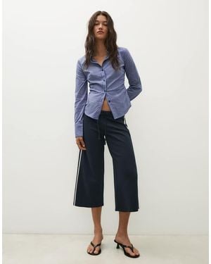 Bershka Camicia Aderente A Maniche Lunghe - Blu