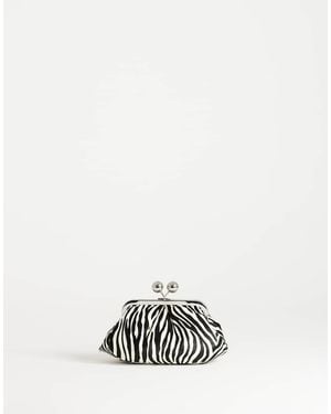 TOPSHOP Clover Clutch Van Echt Leer Met Zebraprint - Wit