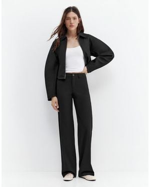 Pull&Bear Trousers With Back Pockets - Black