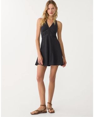 Stradivarius Short Linen Blend Halter Dress - Black